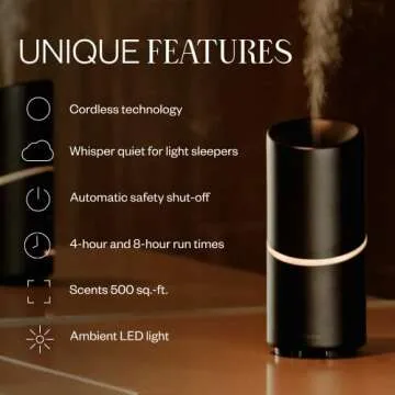 Vitruvi Move Cordless Diffuser for Essential Oils | Ultrasonic Essential Oil Wireless Diffuser | Diffusers for Home, Oil Diffuser, Aromatherapy Diffuser - Black (65ml)