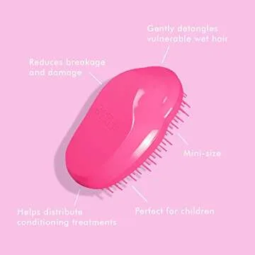 Tangle Teezer The Original Mini Detangling Brush, Dry and Wet Hair Brush Detangler for Traveling and Small Hands, Bubblegum Pink