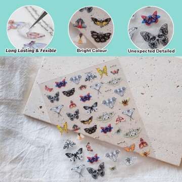 CESTSIREN Vintage Butterfly Nail Art Stickers, Coquette Nail Decals, for Nail Art Design, Self-Adhes...