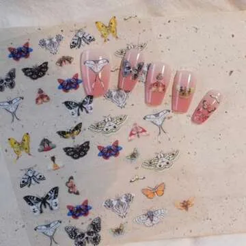 CESTSIREN Vintage Butterfly Nail Art Stickers, Coquette Nail Decals, for Nail Art Design, Self-Adhesive, Nail Accessories for Women,Aesthetic Nail Art Supplies