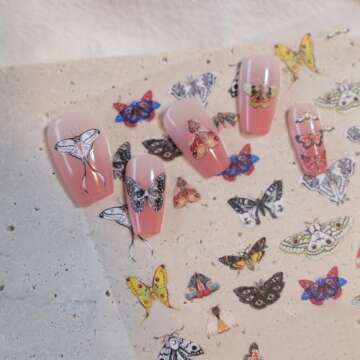 CESTSIREN Vintage Butterfly Nail Art Stickers, Coquette Nail Decals, for Nail Art Design, Self-Adhesive, Nail Accessories for Women,Aesthetic Nail Art Supplies