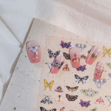 CESTSIREN Vintage Butterfly Nail Art Stickers, Coquette Nail Decals, for Nail Art Design, Self-Adhesive, Nail Accessories for Women,Aesthetic Nail Art Supplies