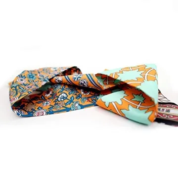 IMLECK Skinny Scarf Simple Floral Print Necktie Handbag Handle Wrap Silk Ribbon for Women