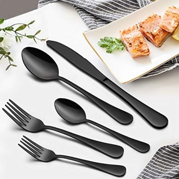 LIANYU 23-Piece Elegant Black Silverware Set for 4