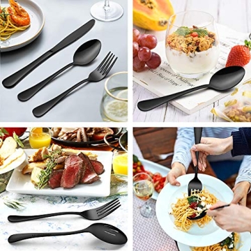 LIANYU 23-Piece Elegant Black Silverware Set for 4