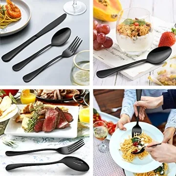 LIANYU 23-Piece Elegant Black Silverware Set for 4