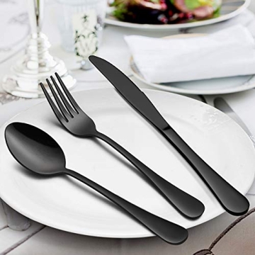LIANYU 23-Piece Elegant Black Silverware Set for 4