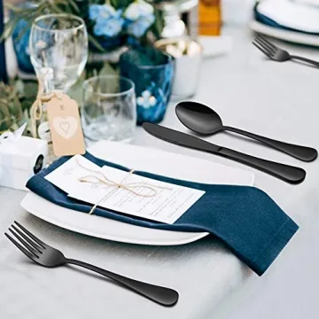 LIANYU 23-Piece Elegant Black Silverware Set for 4
