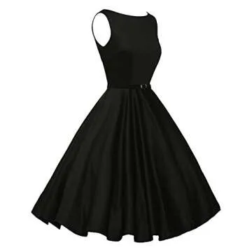 50's Vintage Dresses for Women with Belt Black Size L F-13