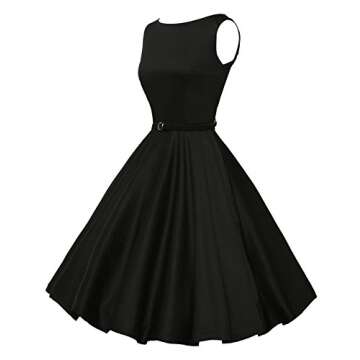 50's Vintage Dresses for Women with Belt Black Size L F-13