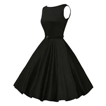 50's Vintage Dresses for Women with Belt Black Size L F-13