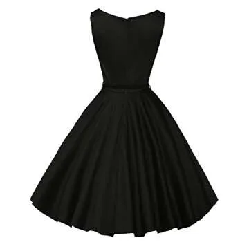 50's Vintage Dresses for Women with Belt Black Size L F-13