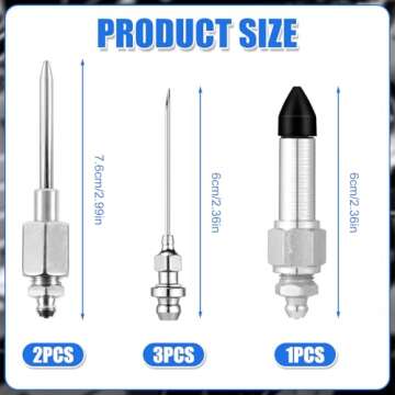 lasuroa 6pcs Grease Gun Accessory Set, Including 3 Grease Needle Nozzle 2 Grease Needle Dispenser 1 ...
