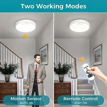 Rechargeable Motion Sensor Ceiling Light with Remote
