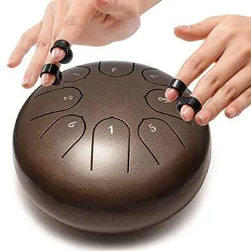 Steel Tongue Drum Musical Instruments: 6 Inch 8 Notes Metal Hand Drums, Music Gifts for Family Friends (Bronze)