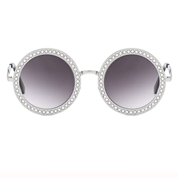 ADE WU Rhinestone Round Sunglasses for Festivals