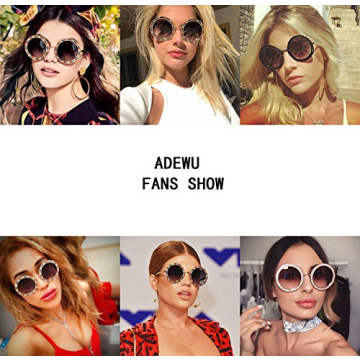 ADE WU Rhinestone Round Sunglasses for Festivals