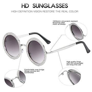 ADE WU Rhinestone Round Sunglasses for Festivals