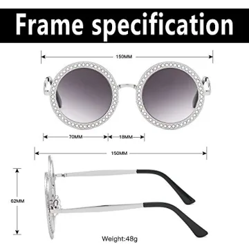 ADE WU Rhinestone Round Sunglasses for Festivals