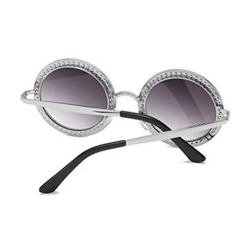 ADE WU Rhinestone Round Sunglasses for Festivals