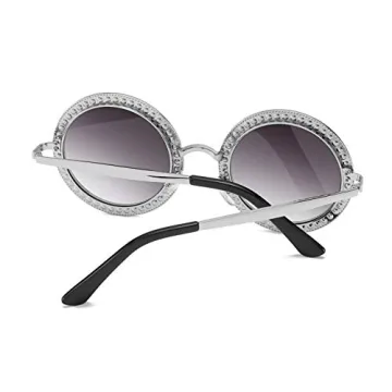 ADE WU Rhinestone Round Sunglasses for Festivals