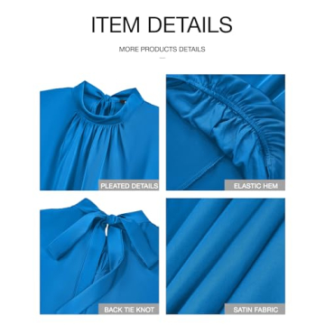 BTFBM Women Mock Neck Summer Tops 2025 Spring Batwing Short Sleeve Loose High Low Hem Casual Oversized Blouses Shirts(Solid Blue, Small)