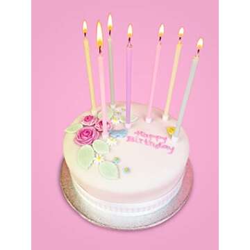 Talking Tables Pack of 16 - Size 10cm Pastel Birthday Candles Make Your Cake Extra Special This Year.