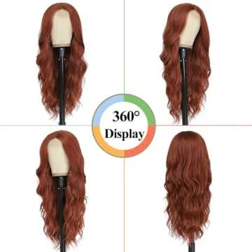 NAYOO Long Wavy Wigs for Women 26 Inch Middle Part Curly Wig Synthetic Heat Resistant Fiber Women Wi...