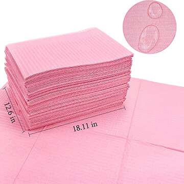 myaokue-up 125 Pieces Disposable Dental Bibs Sheets Cloths,3 Ply Dental Pads,Tattoo Piercing Table Covers Clean Pad Waterproof Napkins & Dental Napkin (size 13'' x 18' (Pink)