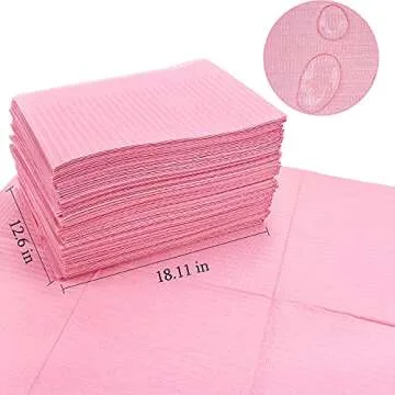myaokue-up 125 Pieces Disposable Dental Bibs Sheets Cloths,3 Ply Dental Pads,Tattoo Piercing Table Covers Clean Pad Waterproof Napkins & Dental Napkin (size 13'' x 18' (Pink)