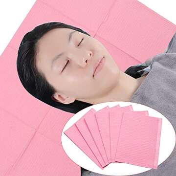 myaokue-up 125 Pieces Disposable Dental Bibs Sheets Cloths,3 Ply Dental Pads,Tattoo Piercing Table Covers Clean Pad Waterproof Napkins & Dental Napkin (size 13'' x 18' (Pink)