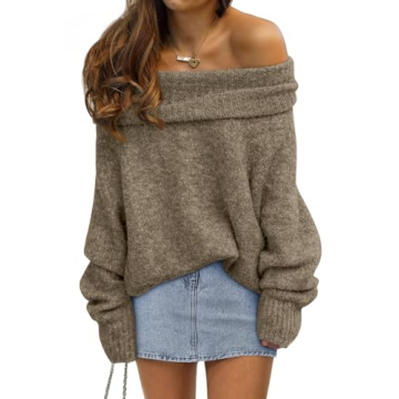 LILLUSORY Women's Off The Shoulder Sweater - Cozy Pullover for Fall & Winter
