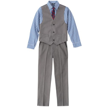 Izod Little Boys 4-Piece Formal Suit Vest Set in Medium Blue/Grey