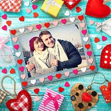 200 Pieces Valentine Wooden Hearts for Crafts 0.71 Inch Mini Wood Hearts DIY Craft Heart Wood Cutout Red Rose Pink White Heart Shaped Wood Pieces Wood Heart Slice with Sponge Sticker for Kid Adult Art