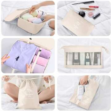 HYan Packing Cubes - 9 PCS Travel Luggage Organizers Set Waterproof Suitcase Organizer Bags Clothes Shoes Cosmetics Toiletries Storage Bags(Beige)