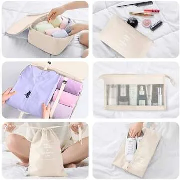 HYan Packing Cubes - 9 PCS Travel Luggage Organizers Set Waterproof Suitcase Organizer Bags Clothes Shoes Cosmetics Toiletries Storage Bags(Beige)