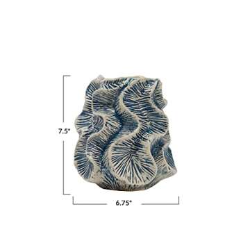 Bloomingville Blue and Ivory Stoneware Vase for Decor