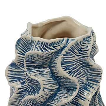 Bloomingville Blue and Ivory Stoneware Vase for Decor