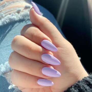 Light Purple Almond Shaped Nails, Press on Nails KXAMELIE Glue on Nails Almond for Women, Acrylic Na...