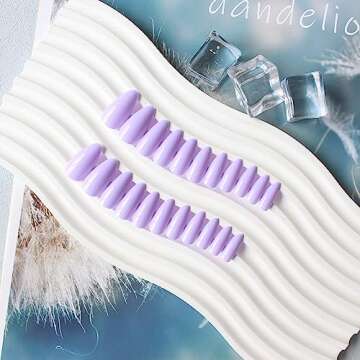 Light Purple Almond Shaped Nails, Press on Nails KXAMELIE Glue on Nails Almond for Women, Acrylic Nails Press on Medium Length Stick on Nails for Women Girls Daily Work Wear