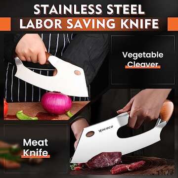 ROCOCO Meat Cleaver Knife - Unique Ergonomic Kitchen Tool for Effortless Cutting