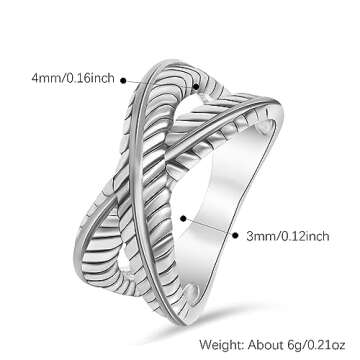 Myshiwu Two-tone Crossover Band Ring for Women Fashion Jewelry