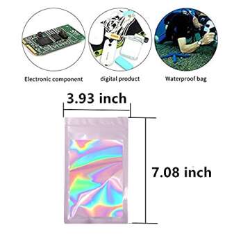 Xinhongo 100 Pack Resealable Mylar Bags Smell Proof Bags Packaging Plastic Ziplock Bag with Clear Ho...