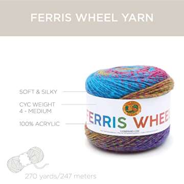 Lion Brand Yarn Ferris Wheel Yarn, Multicolor Yarn for Knitting, Crocheting, and Crafts, 1-Pack, Vintage Carousel