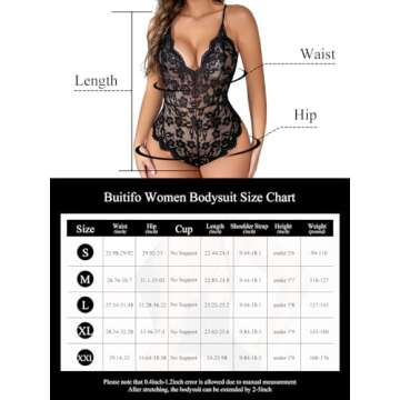 Buitifo Women Lace Bodysuit One Piece Babydoll Backless Mini Teddy V Neck Lingerie（red 1,S