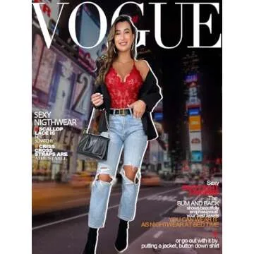 Buitifo Women Lace Bodysuit One Piece Babydoll Backless Mini Teddy V Neck Lingerie（red 1,S