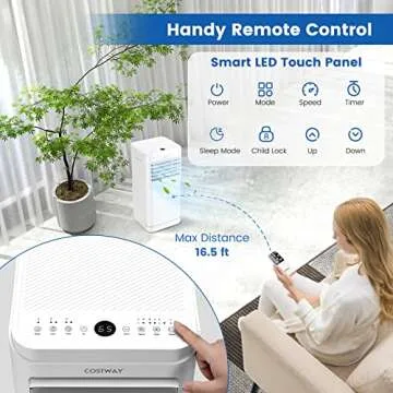 COSTWAY 10000 BTU Portable Air Conditioner, Personal AC Unit with Dehumidifier & Fan Mode, Sleep Mode, 24H Timer, LED Display, Child Lock, Remote Control, Cool Rooms up to 350 Sq.Ft (10000BTU)