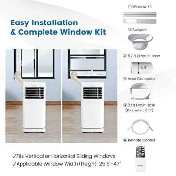 COSTWAY 10000 BTU Portable Air Conditioner, Personal AC Unit with Dehumidifier & Fan Mode, Sleep Mode, 24H Timer, LED Display, Child Lock, Remote Control, Cool Rooms up to 350 Sq.Ft (10000BTU)