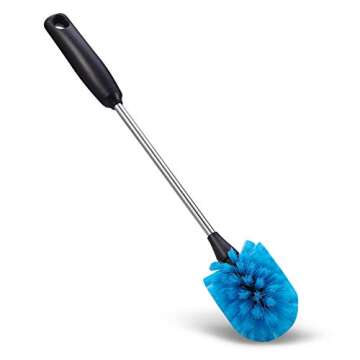 MOSOLAN 3-in-1 Stainless Steel Water Bottle Brush Set, Long Handle Water Bottle Scrubbing Brush, Built for Cleaning Narrow Neck Bottles, Sport Bottles, Baby Bottles, Coffee Mugs, Flask, Round Head