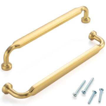 ASKANO 6-1/4 Inch Brushed Gold Kitchen Cabinet Pulls - Pack of 10